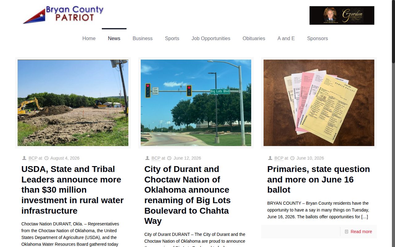 Bryan County Patriot local arrest news record source